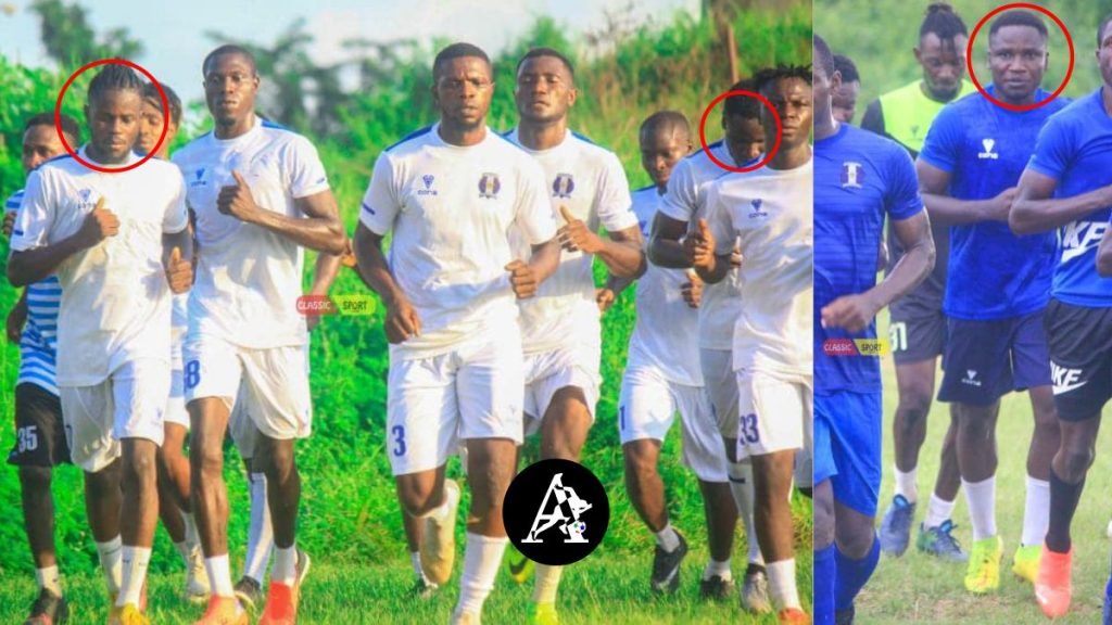 Vandrezzer FC players David Mark and Kolawole Daniel in training with 3SC (PHOTO CREDIT: Shooting Stars SC)