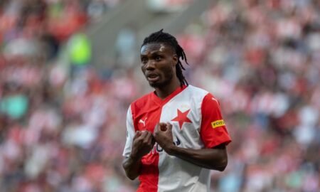 Igoh Ogbu could be out for several weeks after suffering a suspected adductor muscle tear in his groin, according to Slavia head coach.