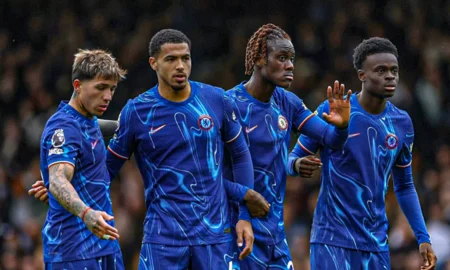 Tyrique George with Chelsea teammates