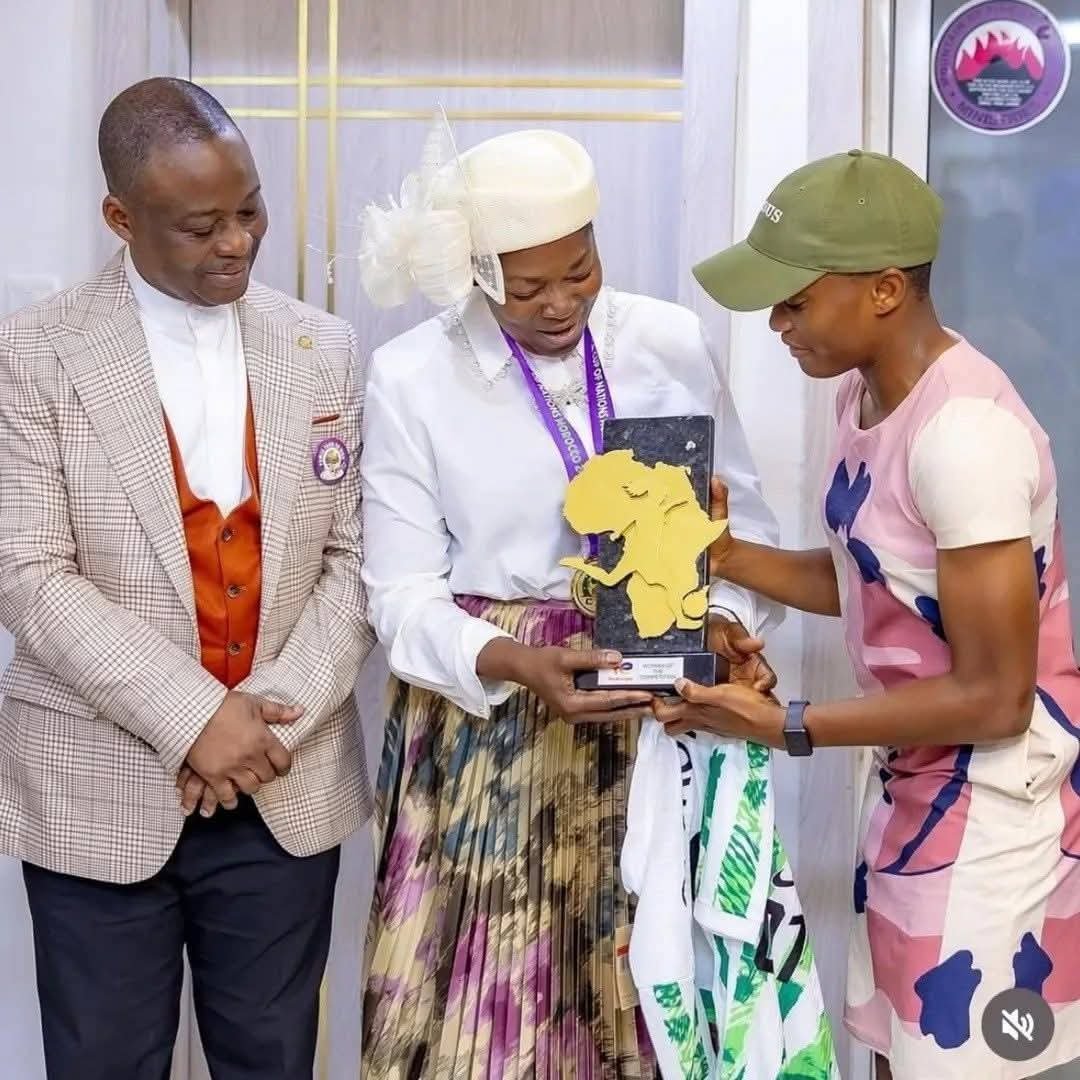 Super Falcons captain Rasheedat Ajibade visited MFM Church to give thanks following Nigeria’s WAFCON victory and her MVP honour.