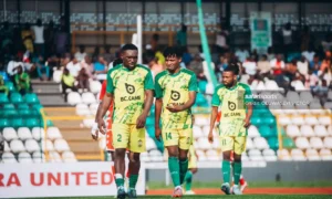 Stephen Manyo’s stoppage-time strike sent Rivers United past JS Kinshasa, as Kwara United crash out of the CAF Confederation cup