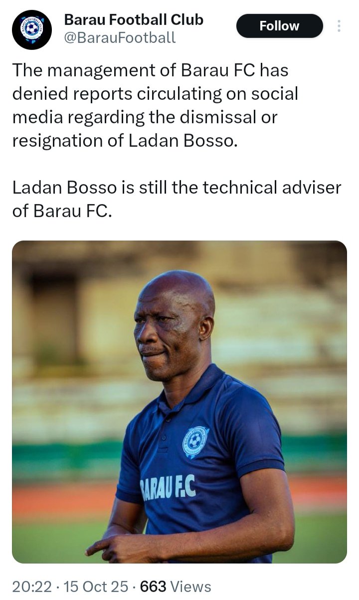 Confusion deepens in Barau FC as the club denies its own statement about the resignation of Ladan Bosso, sparking criticism.