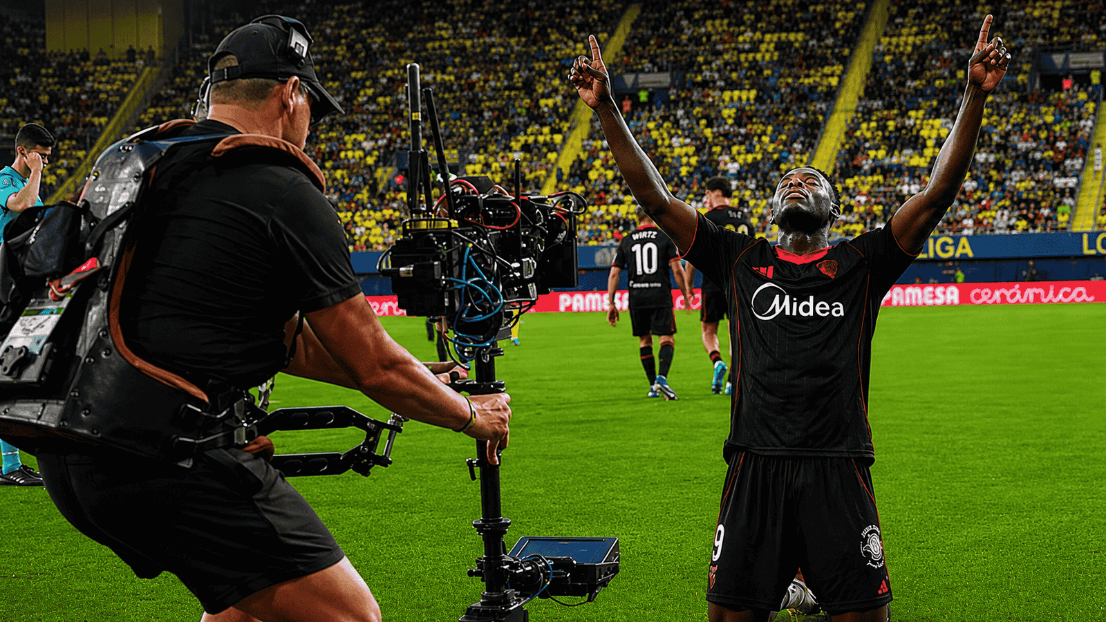 Akor Adams scored the winning goal as Sevilla came from two goals down to beat Villarreal 3-2 away from home, strengthening their La Liga survival hopes with a third straight victory.