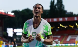 Super Eagles debutant Femi Azeez reacts after scoring a historic brace against Zimbabwe in the Unity Cup and explains Eric Chelle’s tactical freedom.
