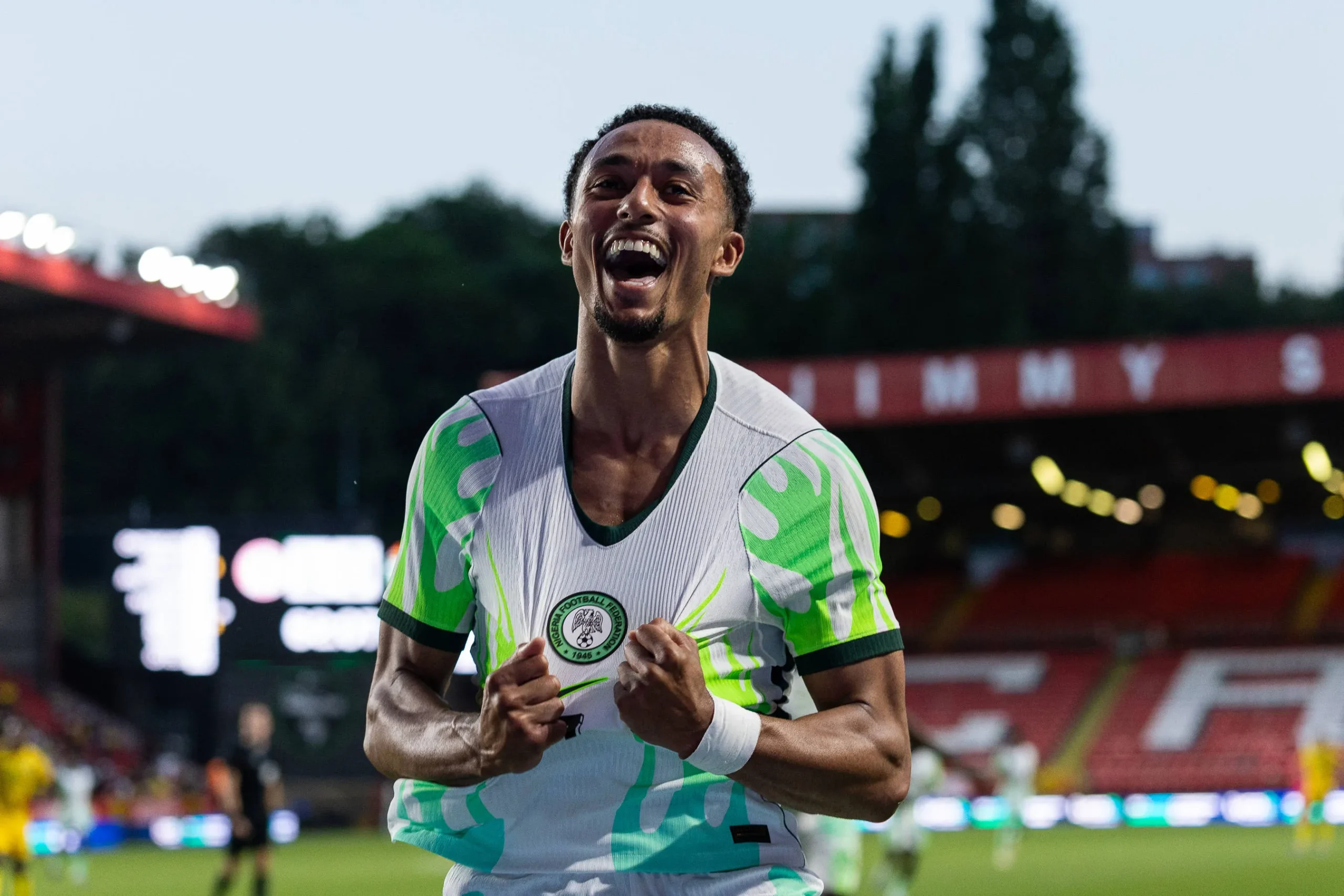 Super Eagles debutant Femi Azeez reacts after scoring a historic brace against Zimbabwe in the Unity Cup and explains Eric Chelle’s tactical freedom.