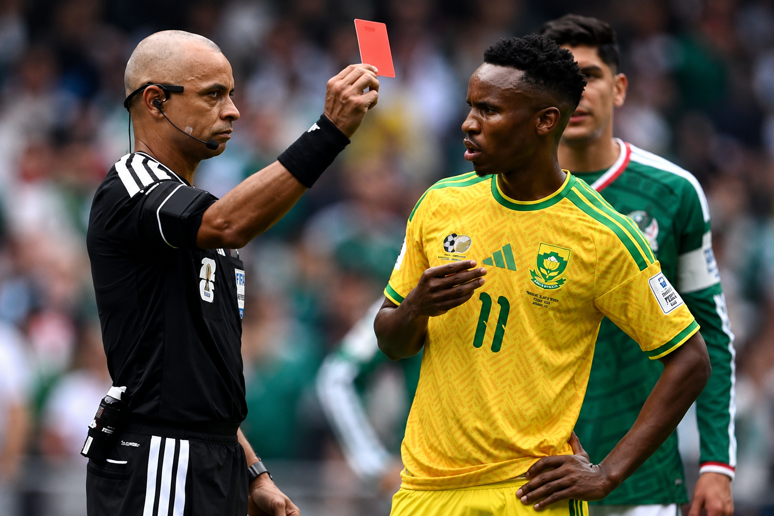 South Africa have suffered a major setback at the 2026 FIFA World Cup after FIFA upgraded Themba Zwane’s suspension from one match to three games following his red card against Mexico.
