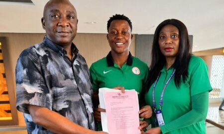 The Super Falcons have begun receiving the house certificates promised by the Federal Government after winning the last WAFCON, with NFF President Ibrahim Musa Gusau presenting the first certificate to goalkeeper Chiamaka Nnadozie in Morocco.