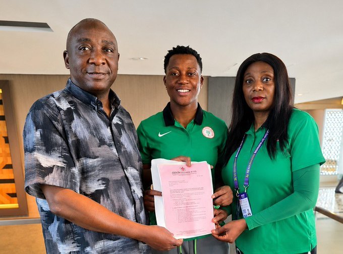 The Super Falcons have begun receiving the house certificates promised by the Federal Government after winning the last WAFCON, with NFF President Ibrahim Musa Gusau presenting the first certificate to goalkeeper Chiamaka Nnadozie in Morocco.