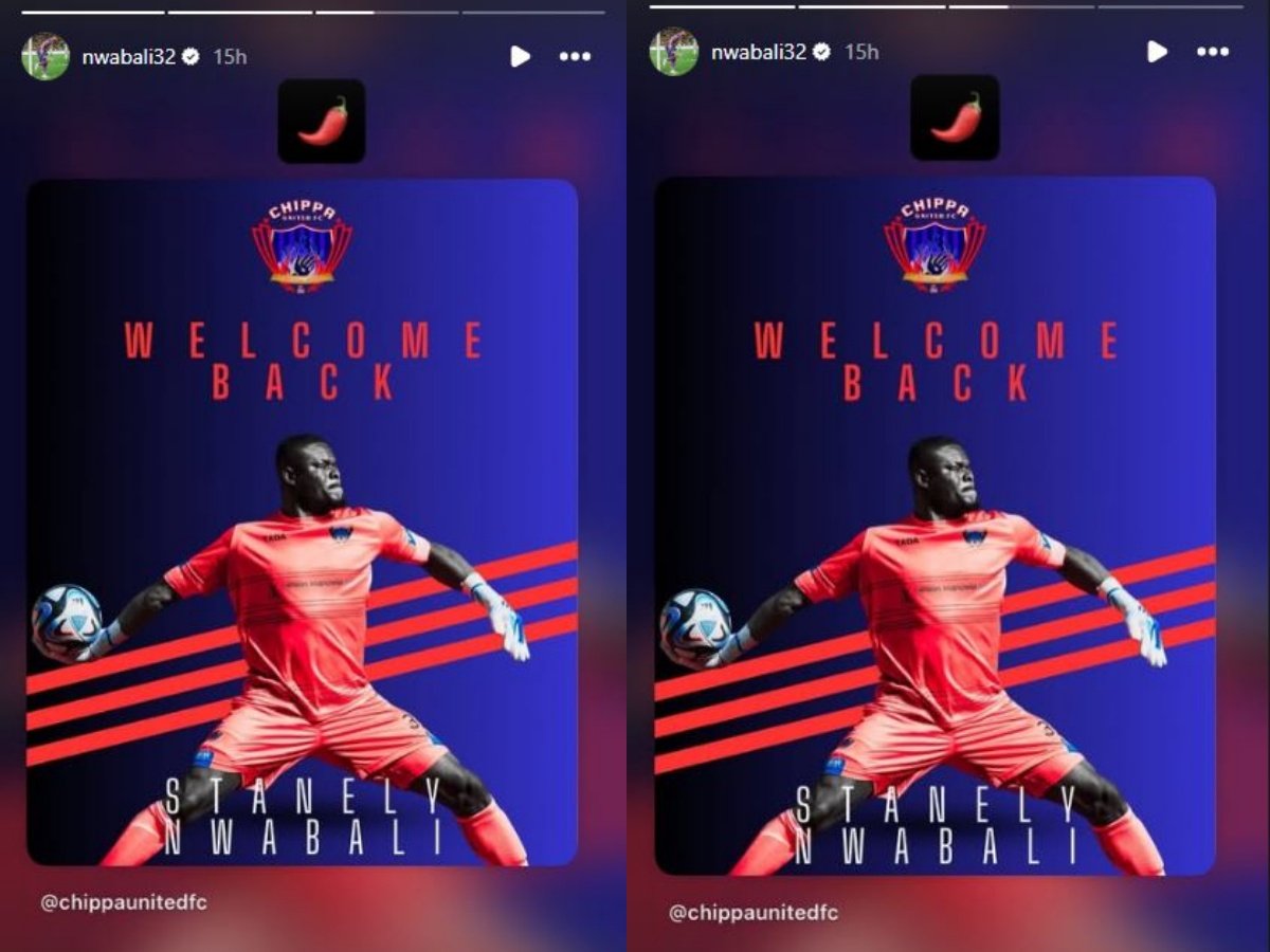 Super Eagles goalkeeper Stanley Nwabali has appeared to respond to criticism over his surprise return to Chippa United, sharing a viral Ghe Ghe meme carrying a defiant message on his Instagram story.