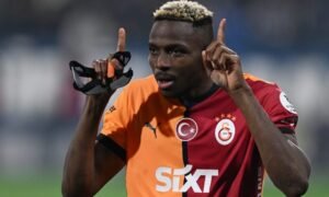 Victor Osimhen moved into third place among Galatasaray’s all-time foreign scorers after his brace against Erzurumspor took his club tally to 63 goals.
