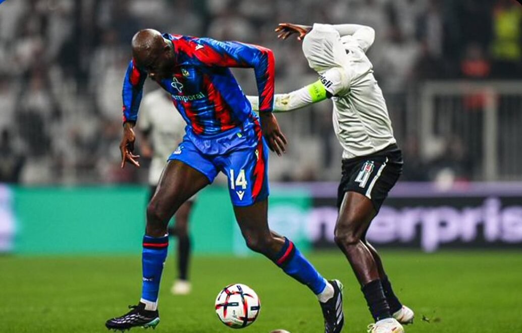 Wilfred Ndidi and Jean-Philippe Mateta went viral after a bizarre shirt-pulling duel in Besiktas’ 2-2 Europa League draw with Crystal Palace on Thursday night.